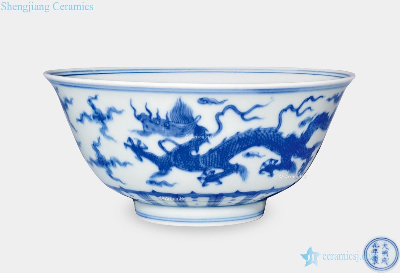 Ming Blue and white dragon palace bowl