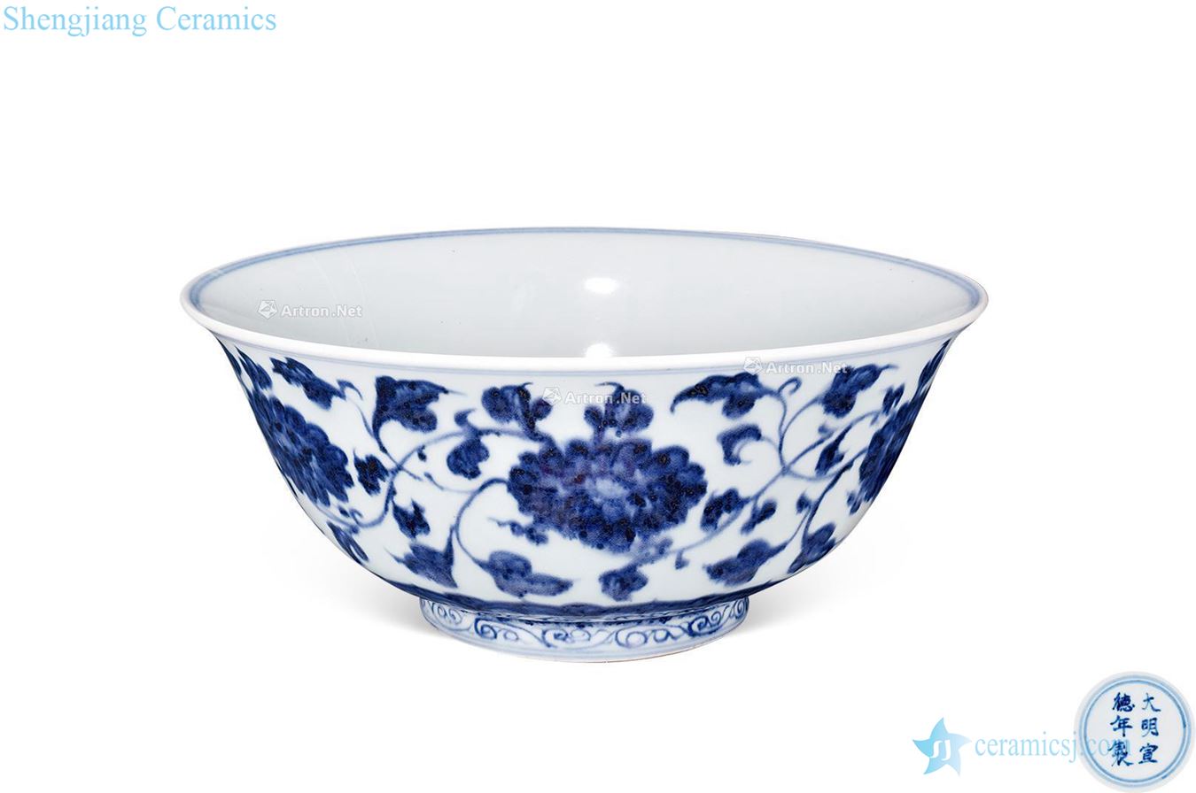 Ming Avoid blue and white flowers green-splashed bowls