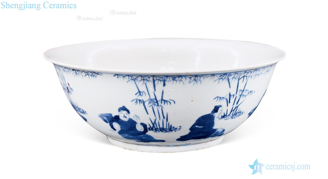 Mid qing Seven sages of bamboo forest porcelain bowl