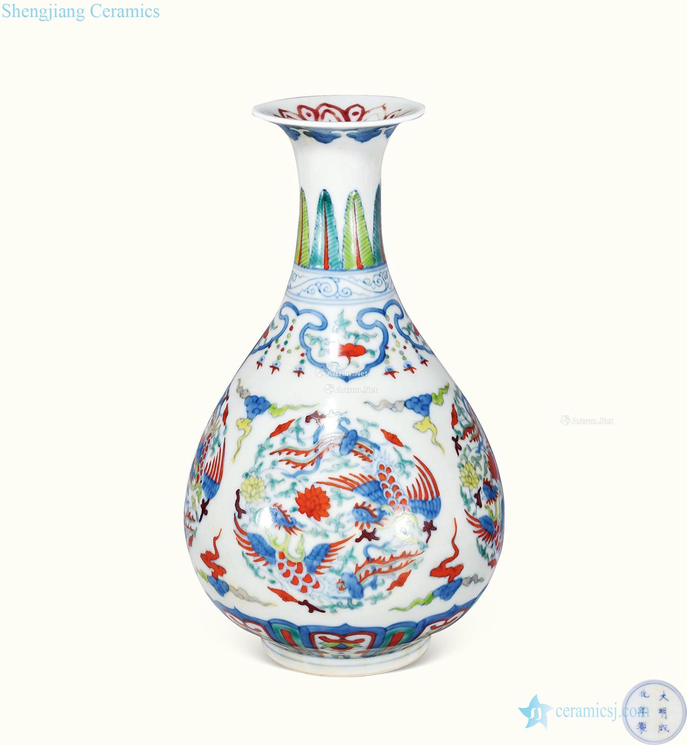 Ming Bucket wear colourful feng peony flower grain okho spring bottle