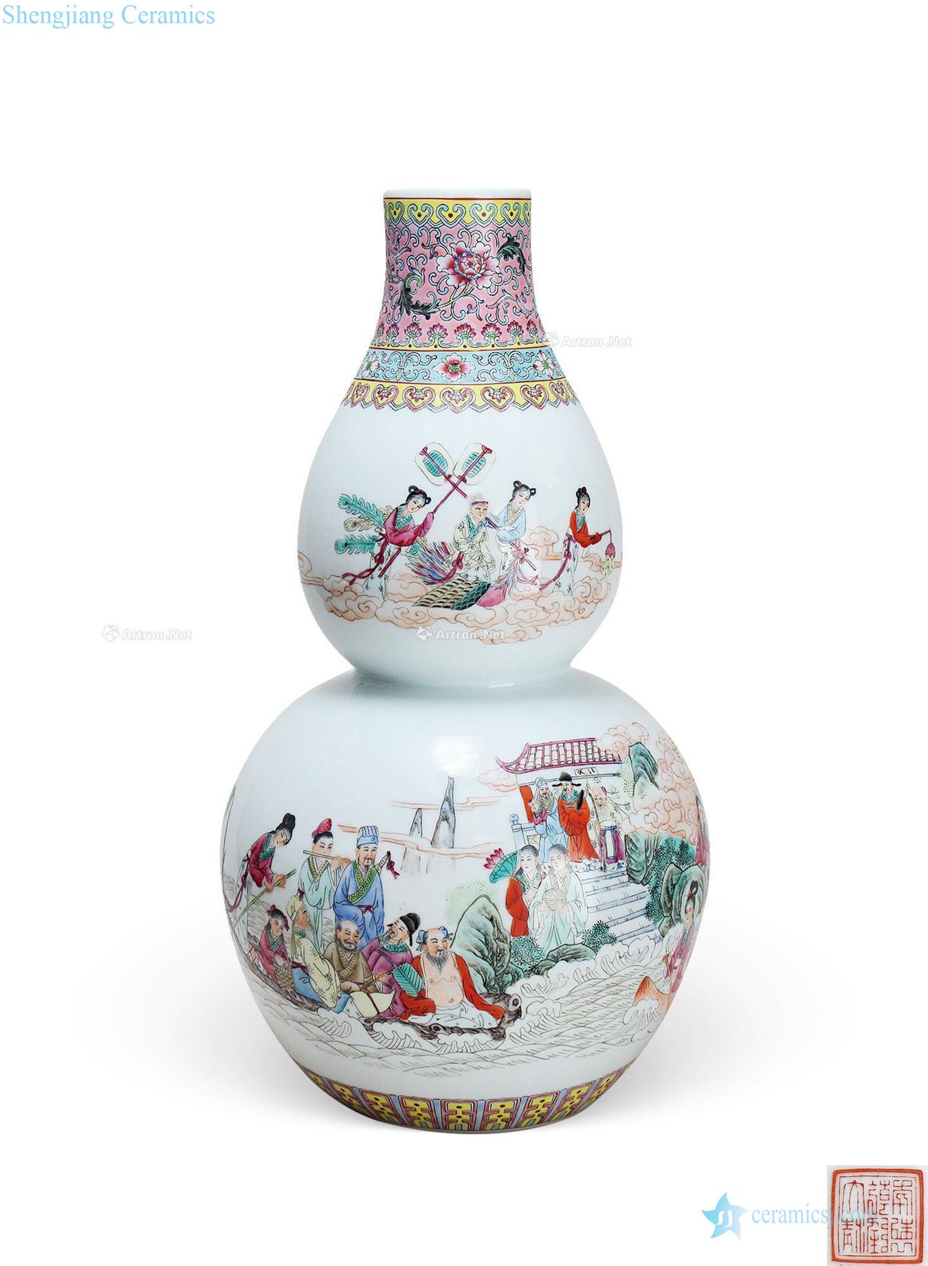 Clear pastel the eight immortals birthday gourd bottle