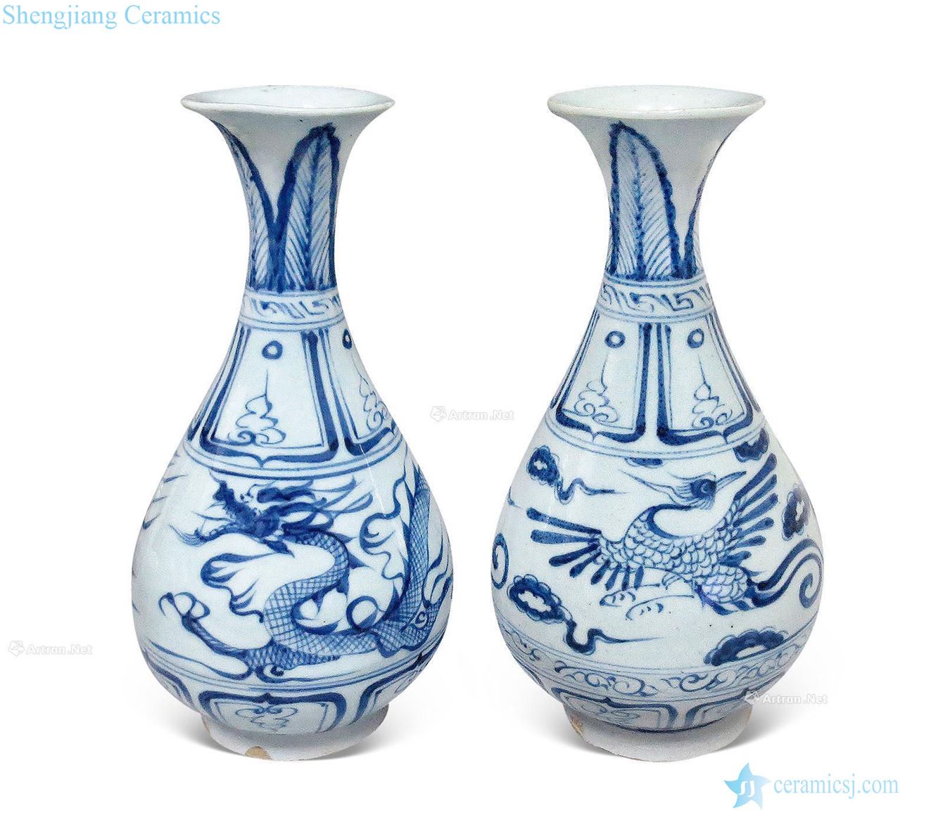 yuan Blue and white in extremely good fortune okho spring bottle
