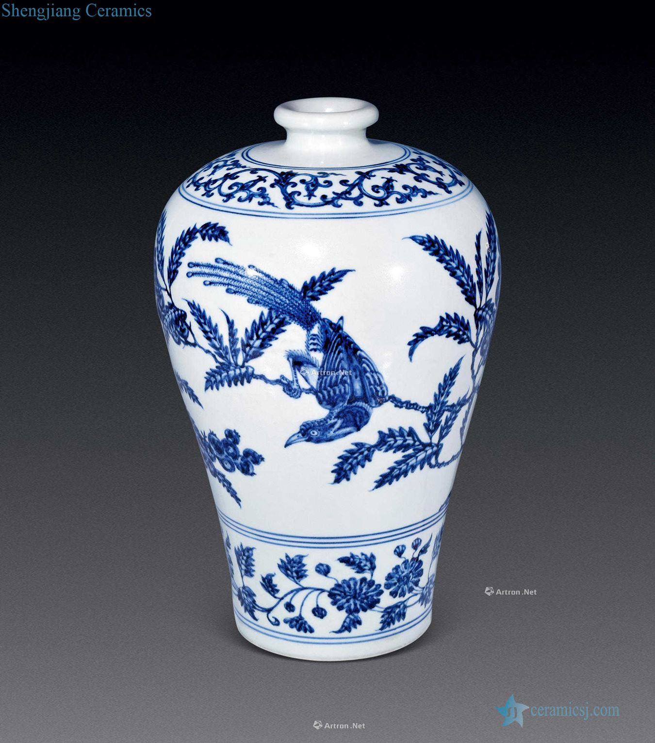 Ming yongle Blue and white flower on grain mei bottles