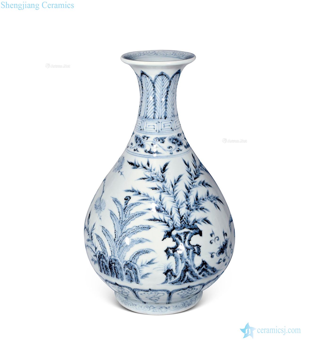 Ming hongwu Blue and white, poetic okho spring bottle