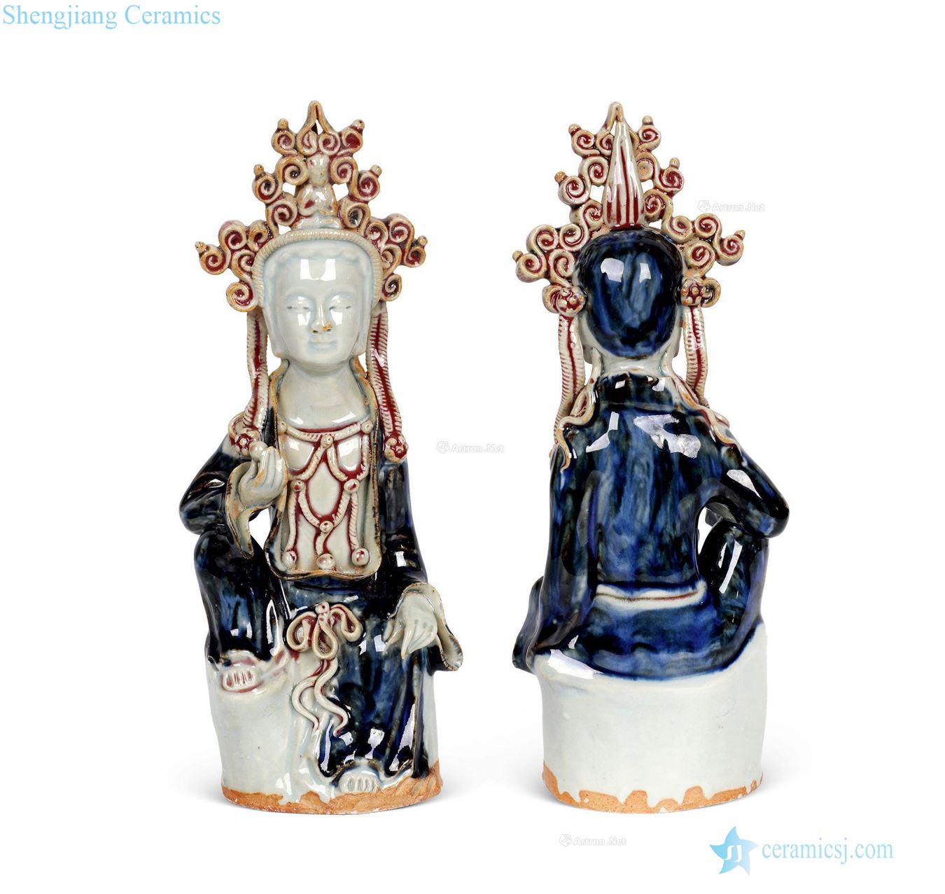 yuan Blue and white statue youligong characters