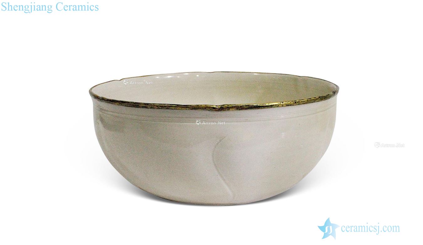 Song dynasty kiln carved silver gold edge bowl