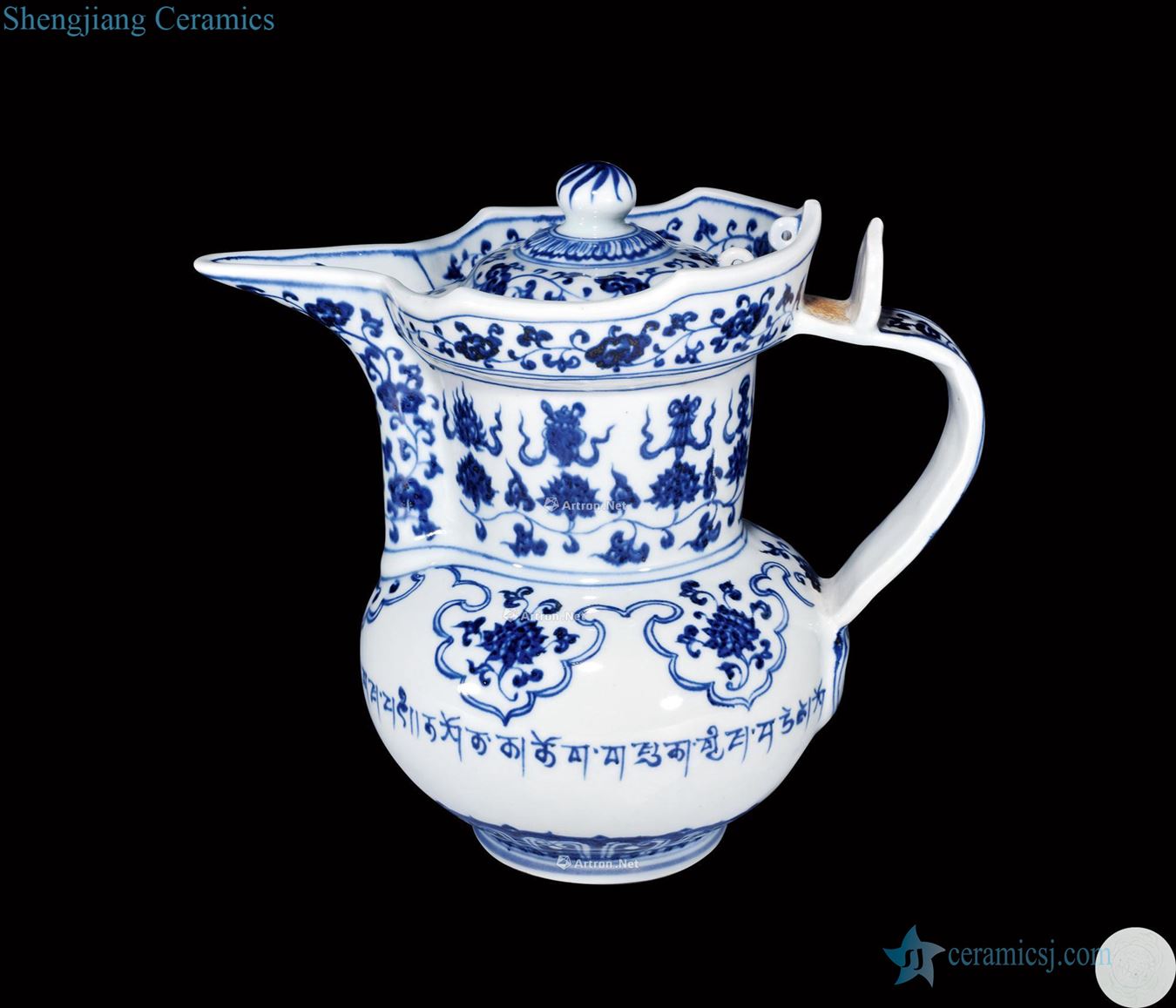 Ming Blue and white brahman flowers lines mitral pot