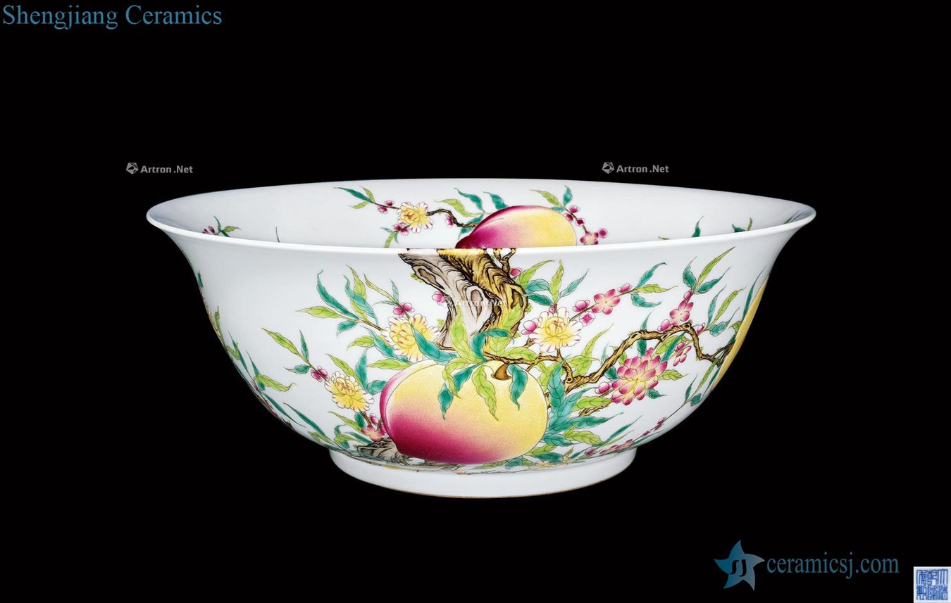 Clear pastel peach nine grain wall large bowl