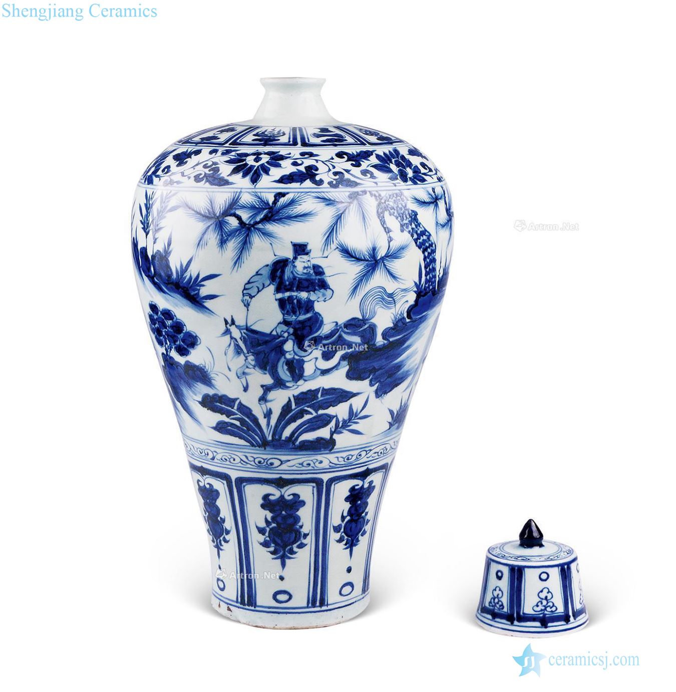 yuan Under the blue and white Xiao Heyue chase Han Xintu with cover bottle