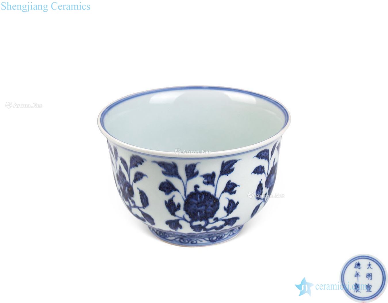 Ming Blue and white tie up branch lines, type bowl flowers