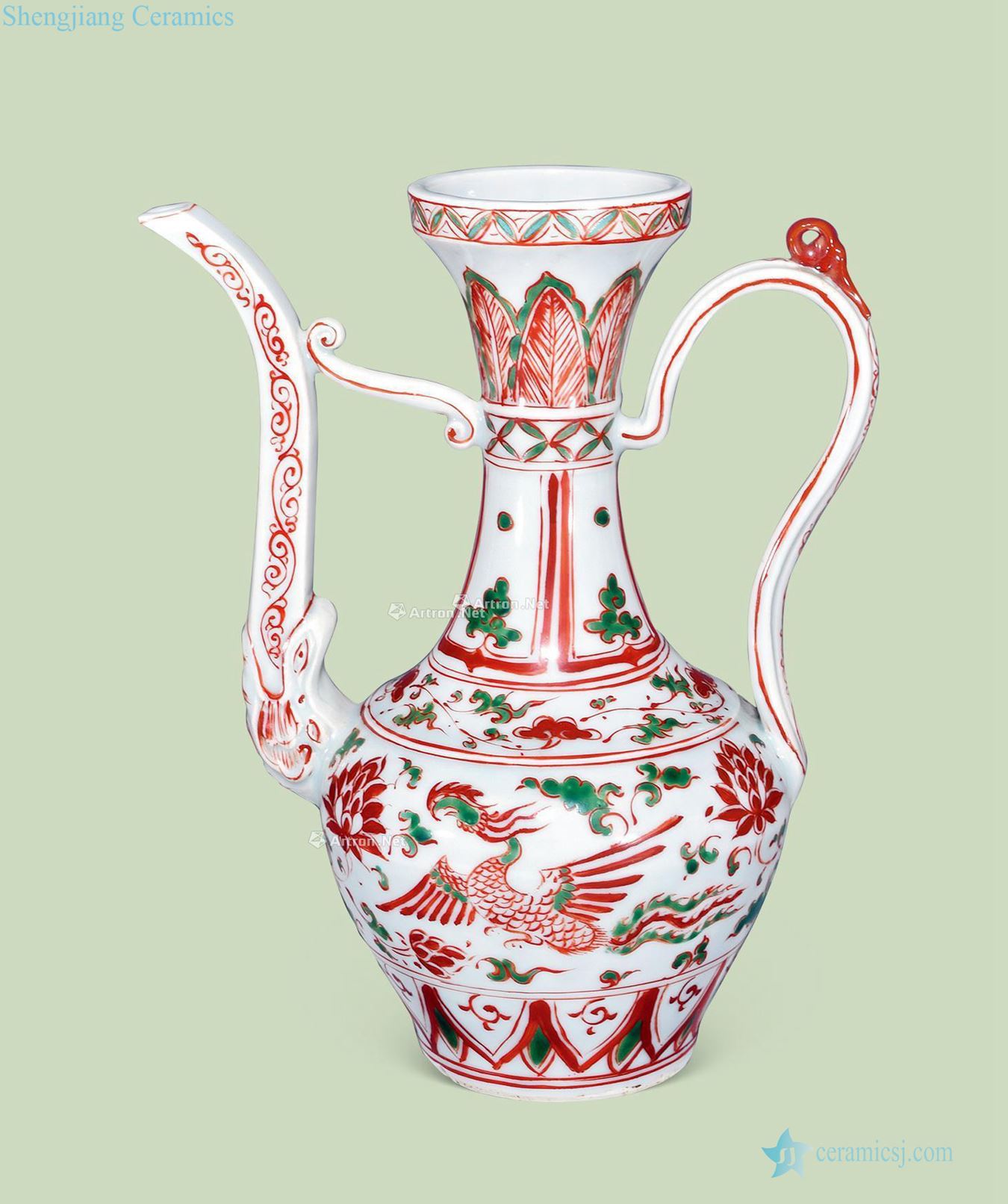 Ming Red and green color grain ewer