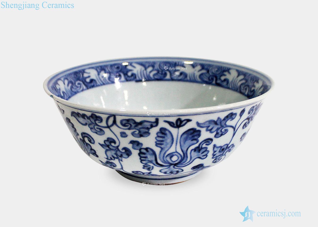 Ming Blue and white flower green-splashed bowls