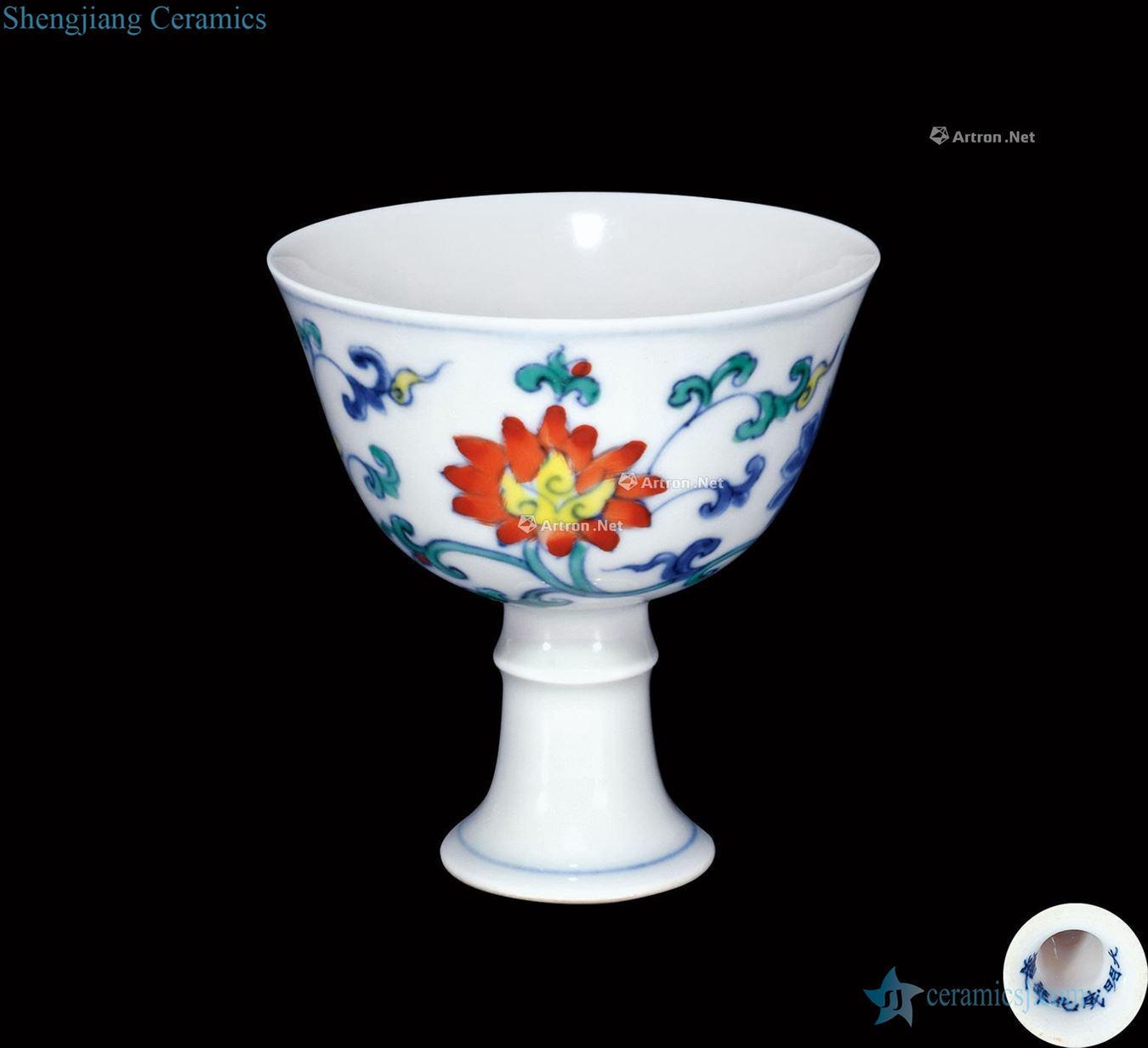 Clear bucket colour flower grain footed cup