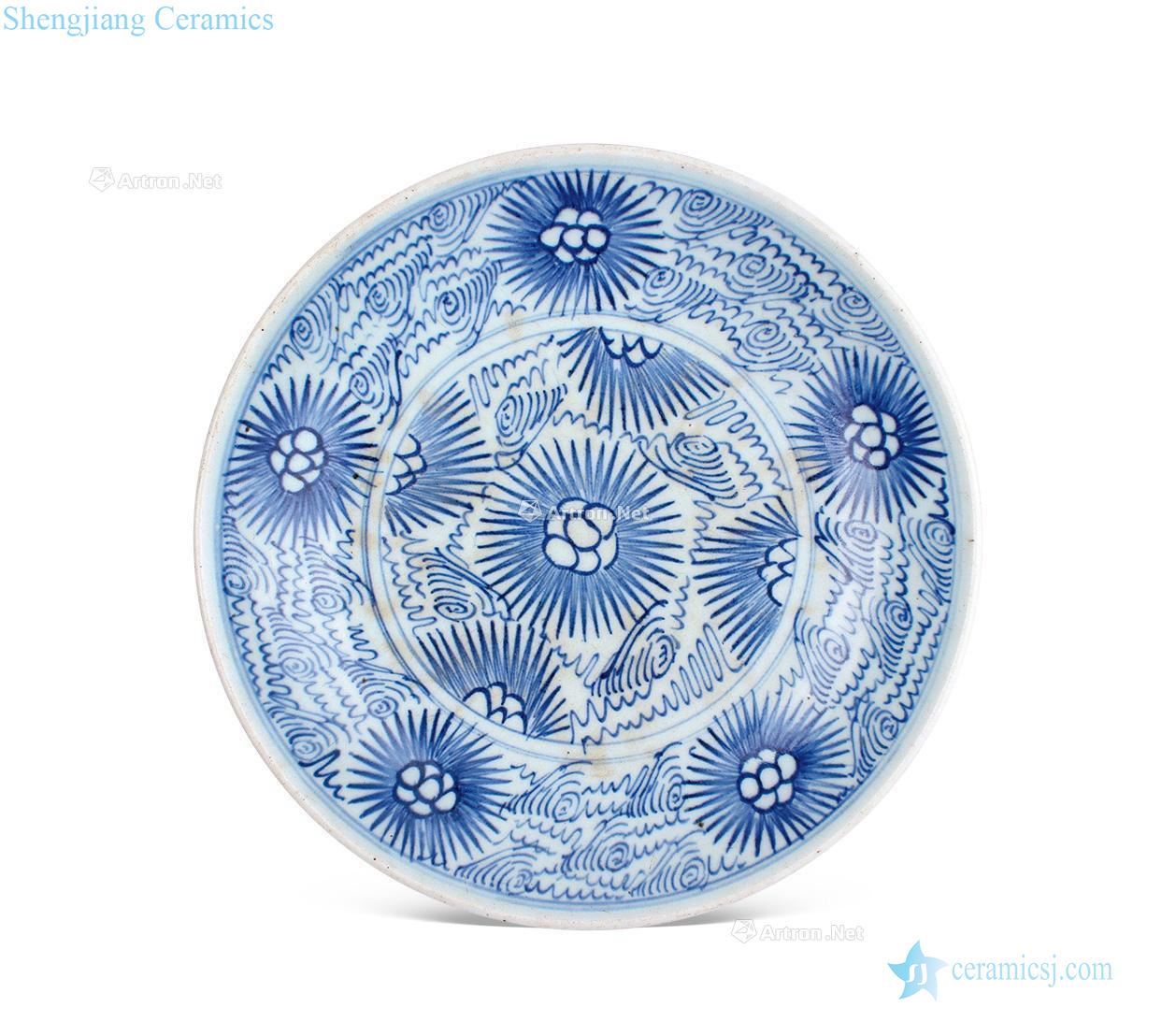 qing Blue and white tie up flower tray