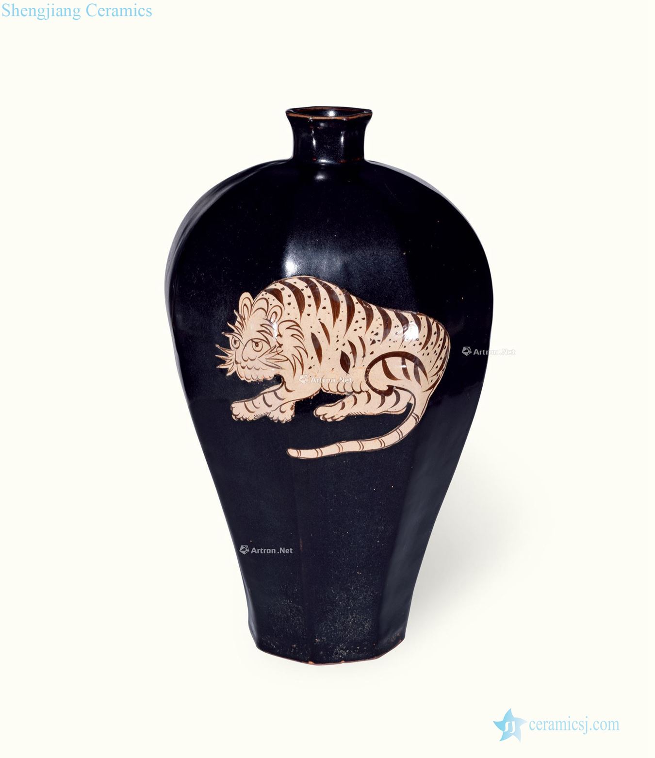 Song ji 30 kiln tiger stripes eight arrises plum bottle