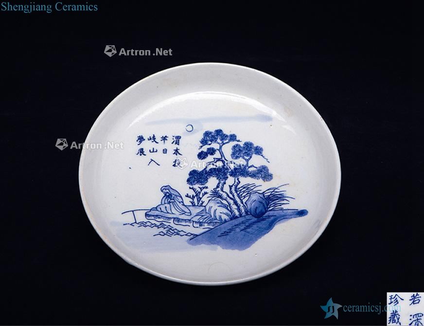 The late qing and early republic If deep collection model Blue and white pot bearing