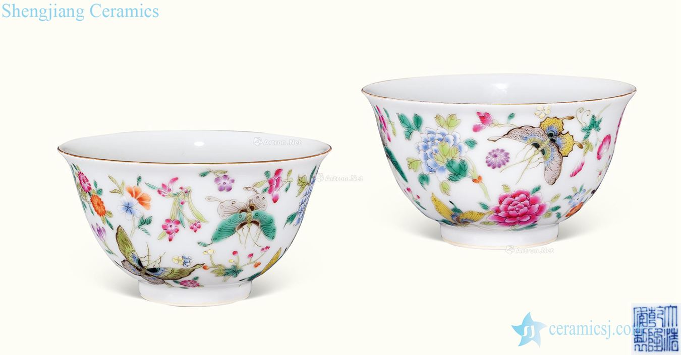 Clear pastel flower butterfly tattoo bowl (a)