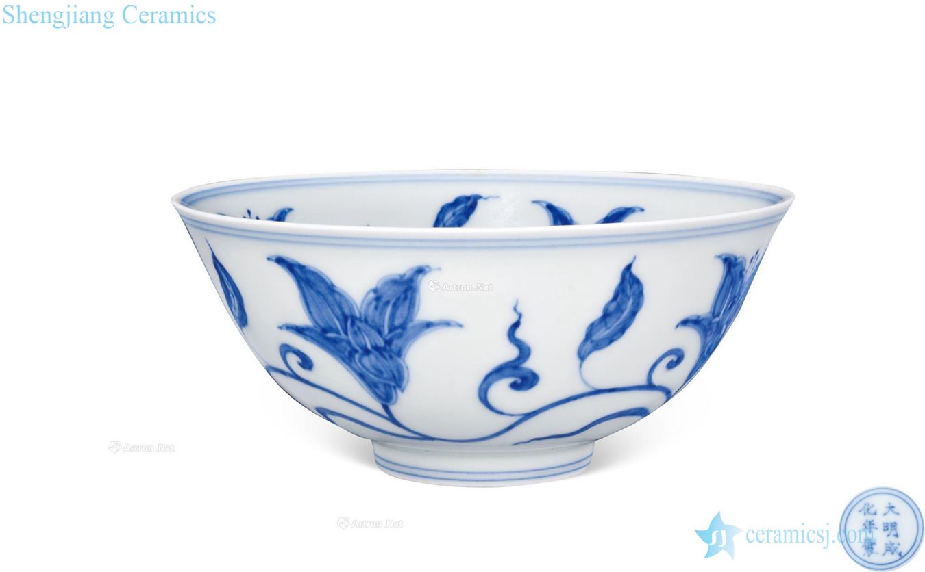 Ming Blue and white petunia flower grain palace bowl