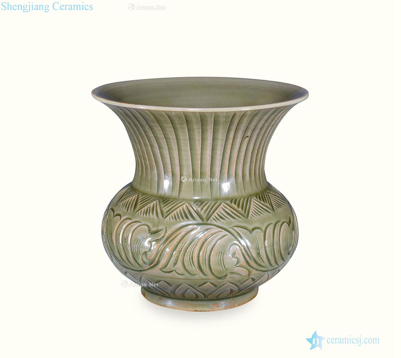The song dynasty Yao state kiln carved decorative pattern slag bucket