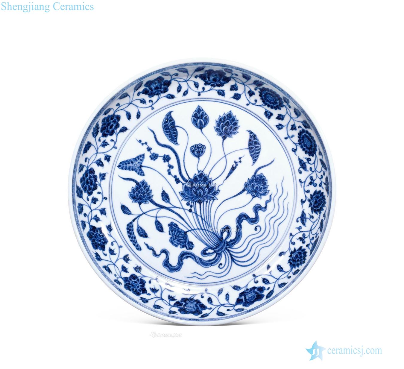 Ming yongle Blue and white with a bunch of lotus plate