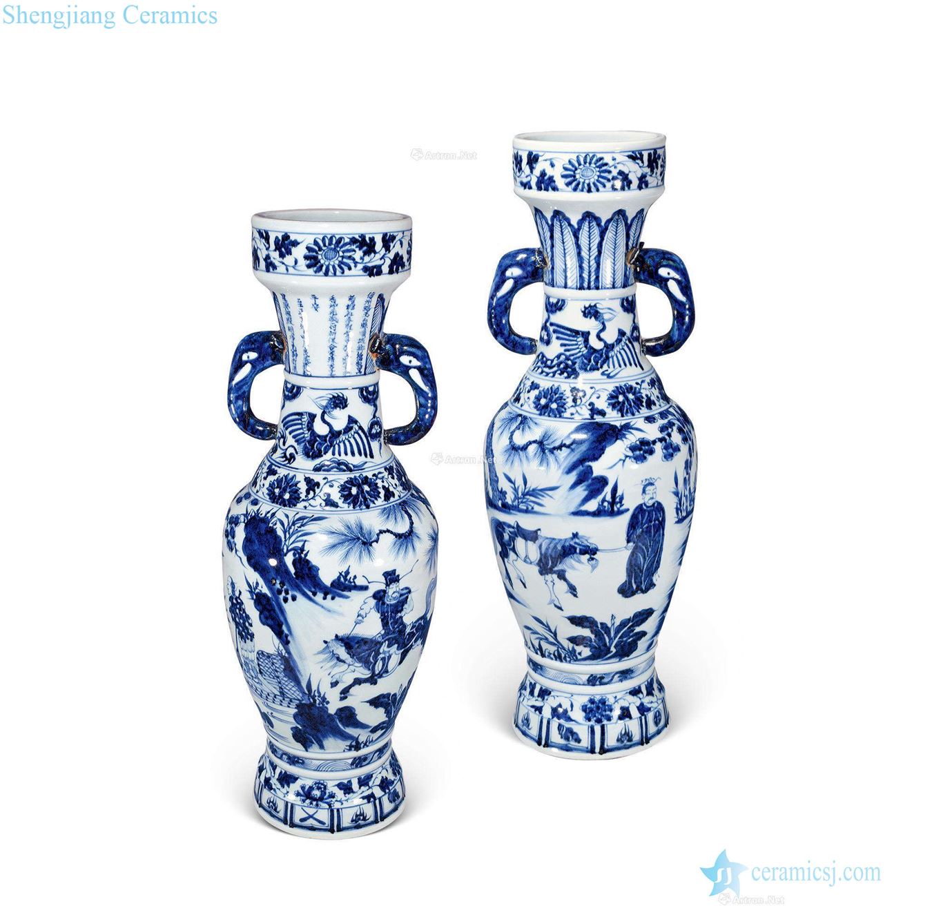 yuan Under the blue and white Xiao Heyue ears after han xin image (a)