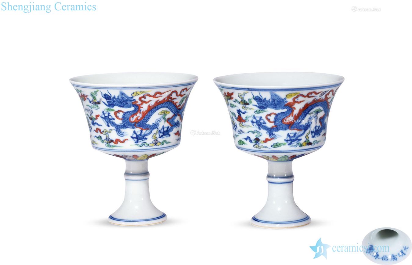 Ming Bucket color YunLongWen footed cup (a)