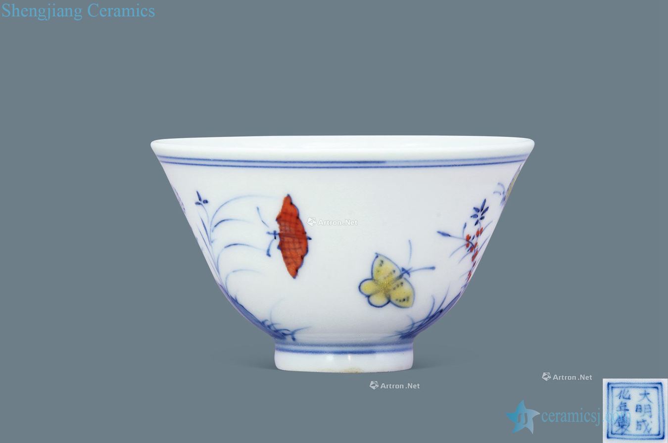 Ming Dou decorated butterfly tattoo cup