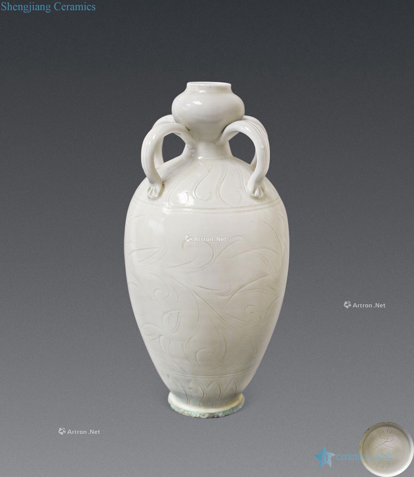 The song dynasty White glazed carved four bottles