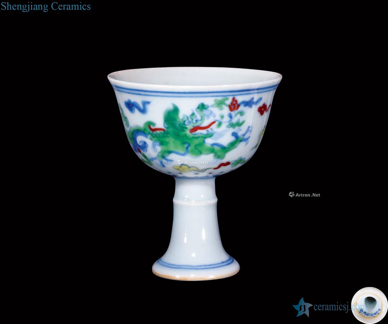 Ming dragon grain fights footed bamboo cups