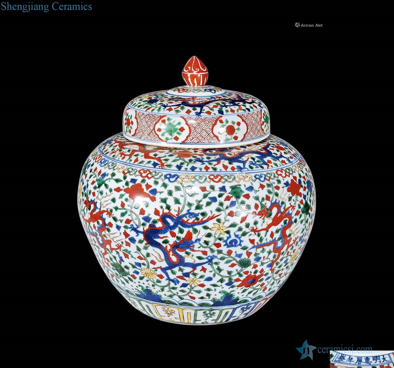 Ming Five dragon wear grain big pot flowers