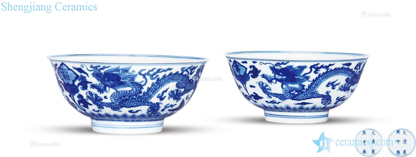 The qing emperor kangxi Blue and white live YunLongWen bowl (a)