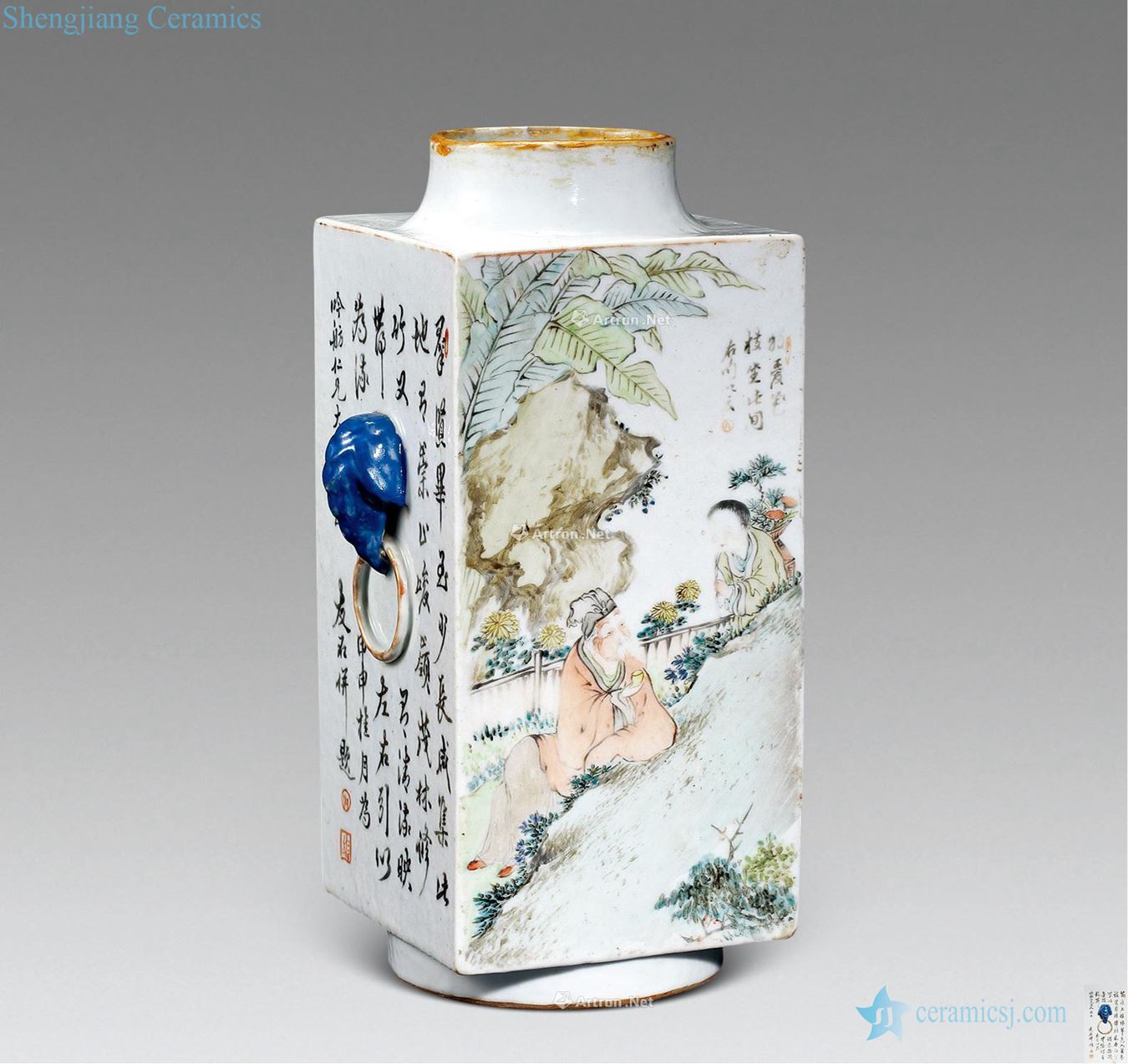 Qing dynasty stone draw shallow born character cong's bottle