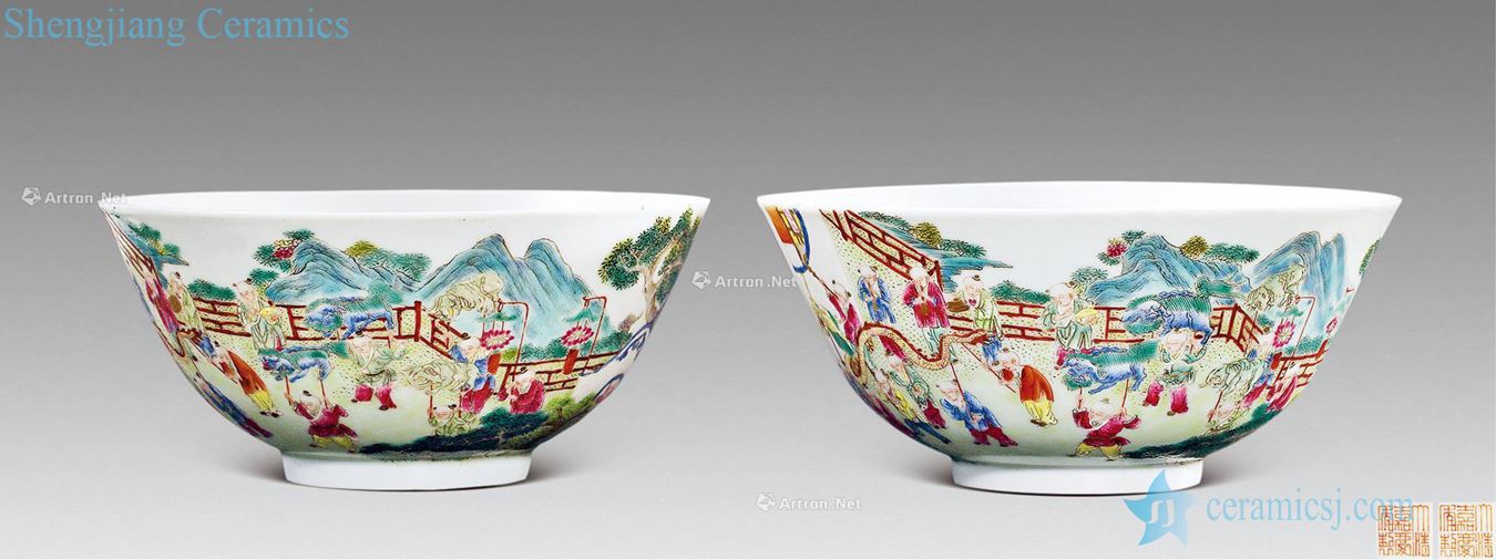 Qing jiaqing pastel figure bowl (a) the ancient philosophers