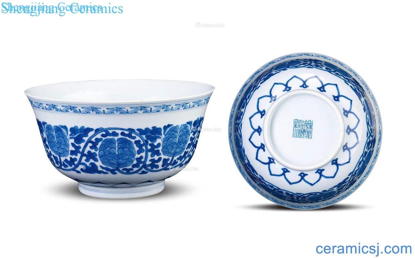 Qing daoguang Blue and white lotus flower flower bowl