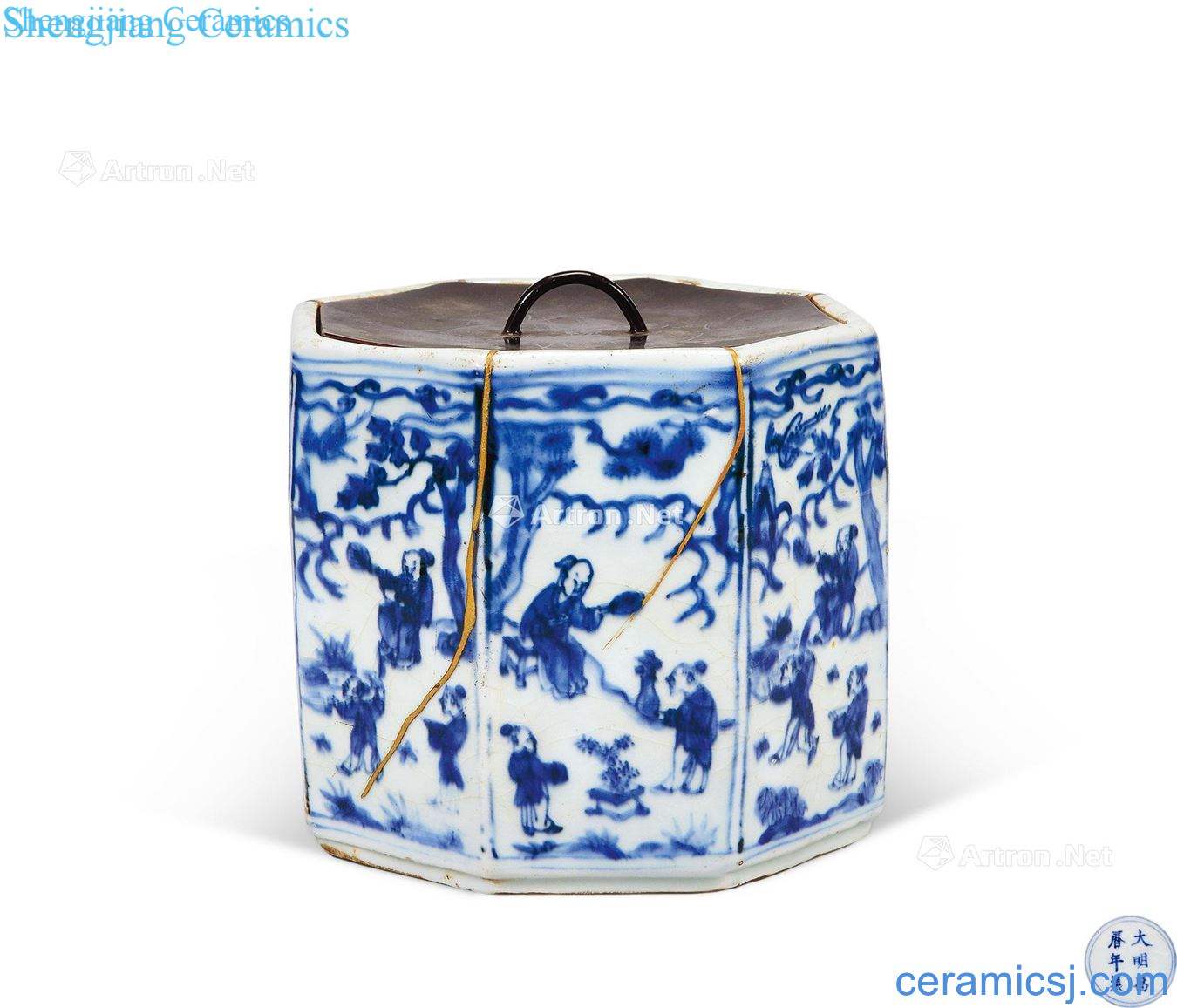Ming wanli Blue and white panasonic Gao Shiwen cricket cans