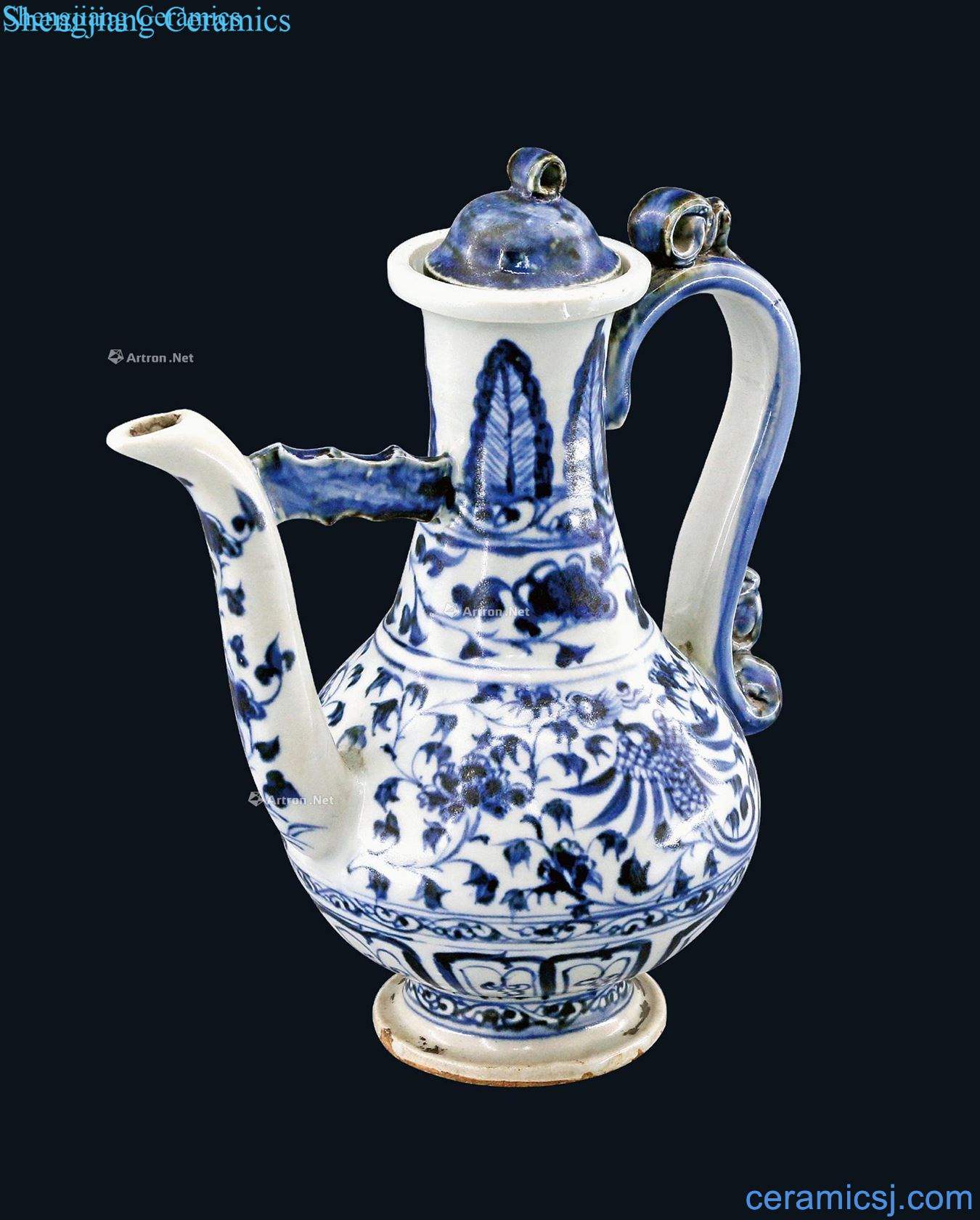 Ming Blue and white chicken wear floral print ewer