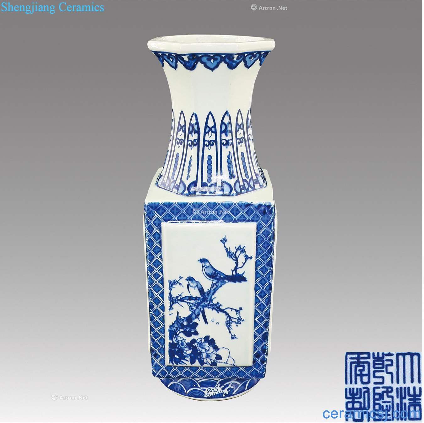 guangxu Blue and white chicken for beaming quartet eight arrises burn bottle