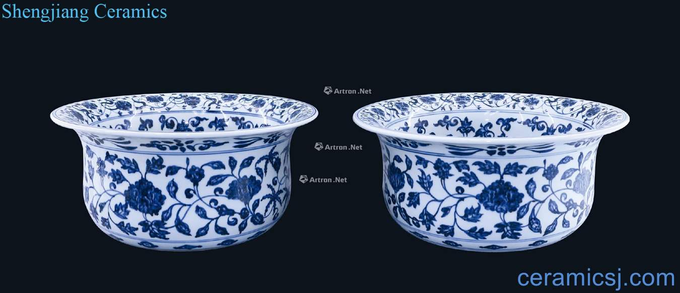 yongle Blue and white fold along the bowl