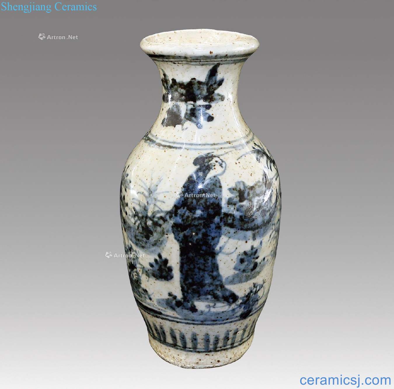 qing Blue and white flower character lines