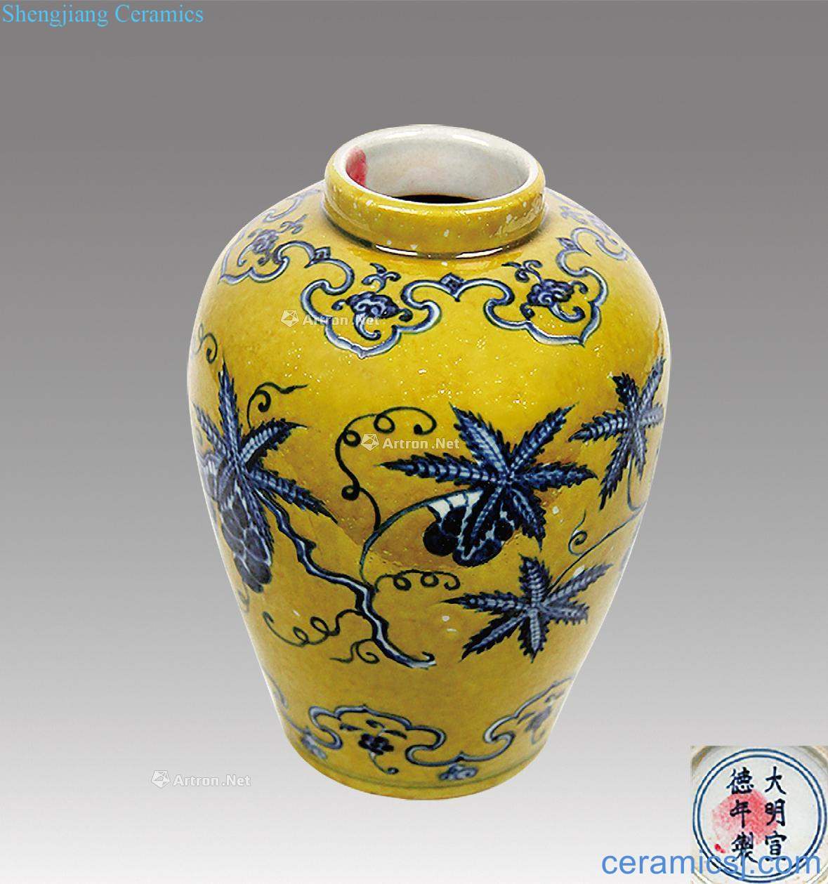 Yellow glaze porcelain pot
