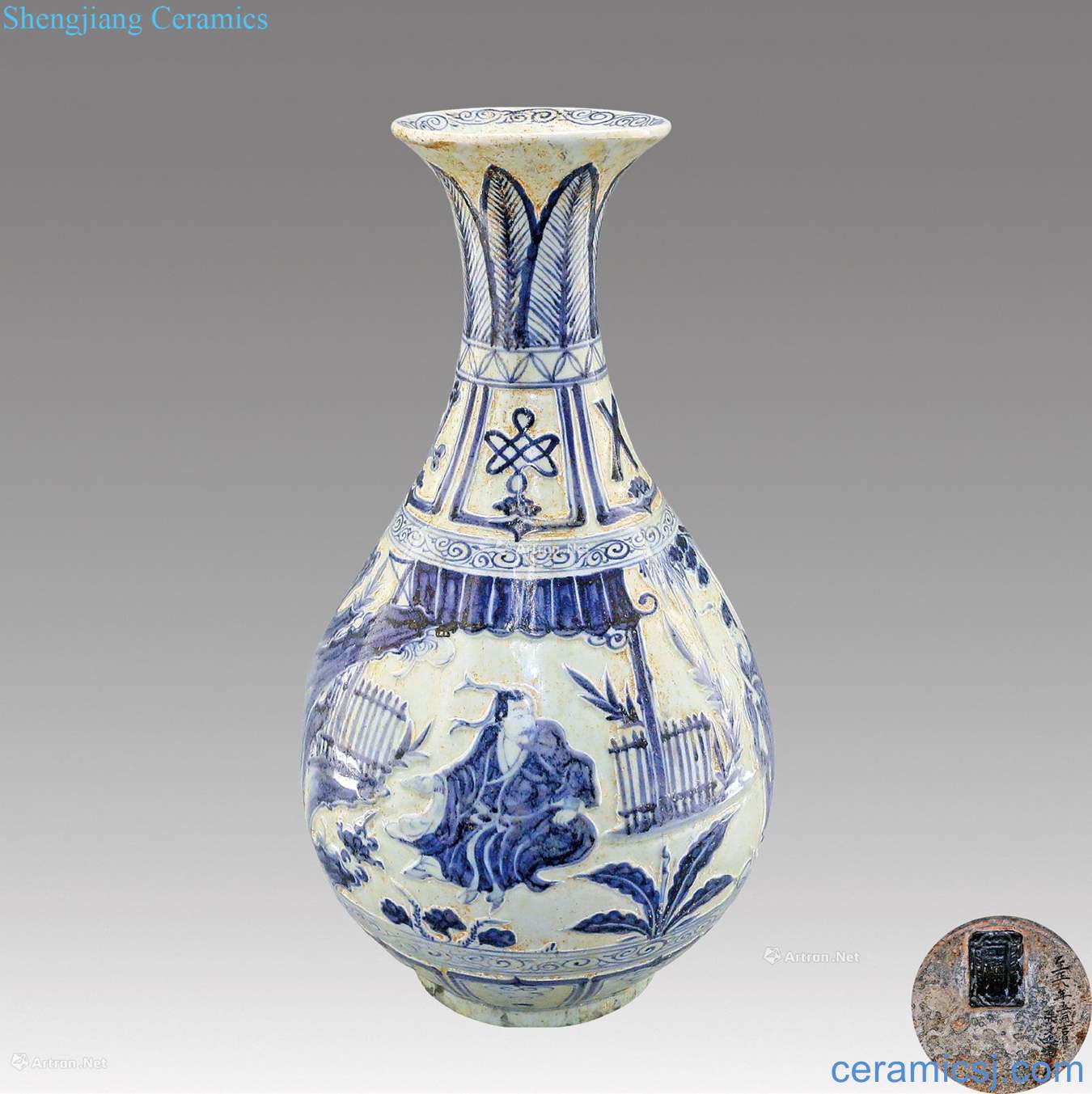 yuan To the story lines okho spring bottle is blue and white characters