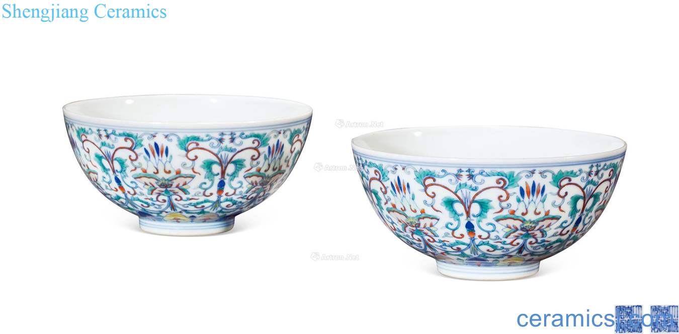 Qing jiaqing bucket flower colors branch treasure phase grain bowl (a)