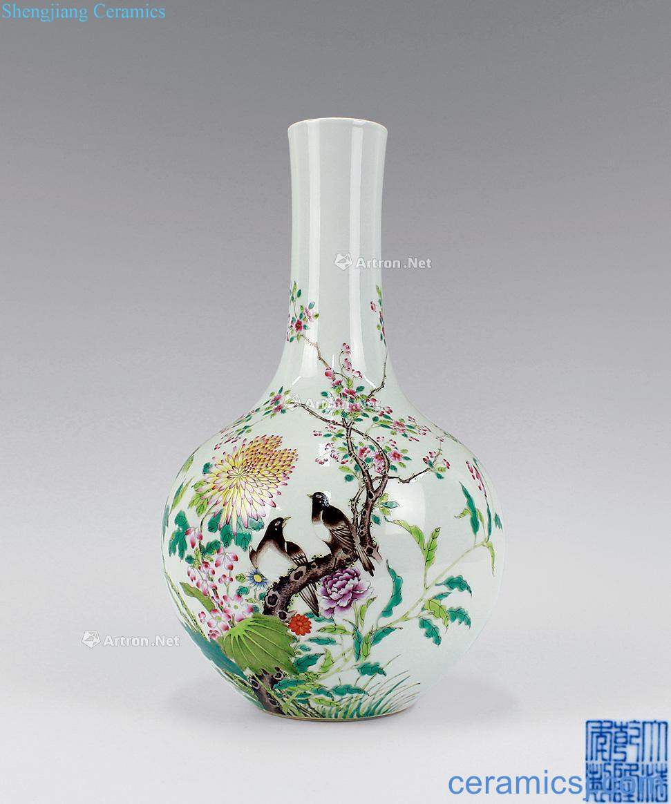 Qing qianlong powder enamel grain tree