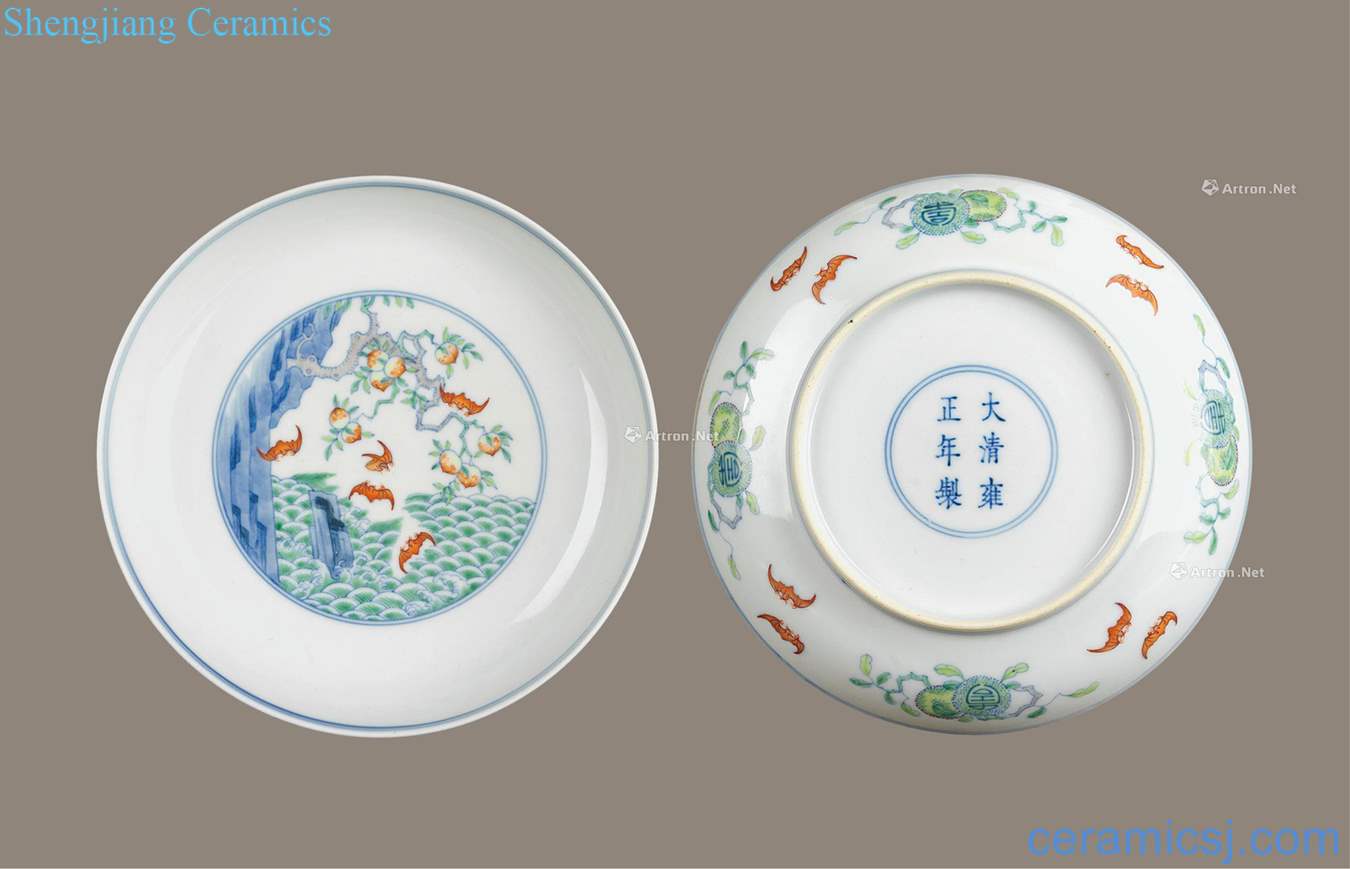 Qing yongzheng dou colorful life of small fortuna's plate