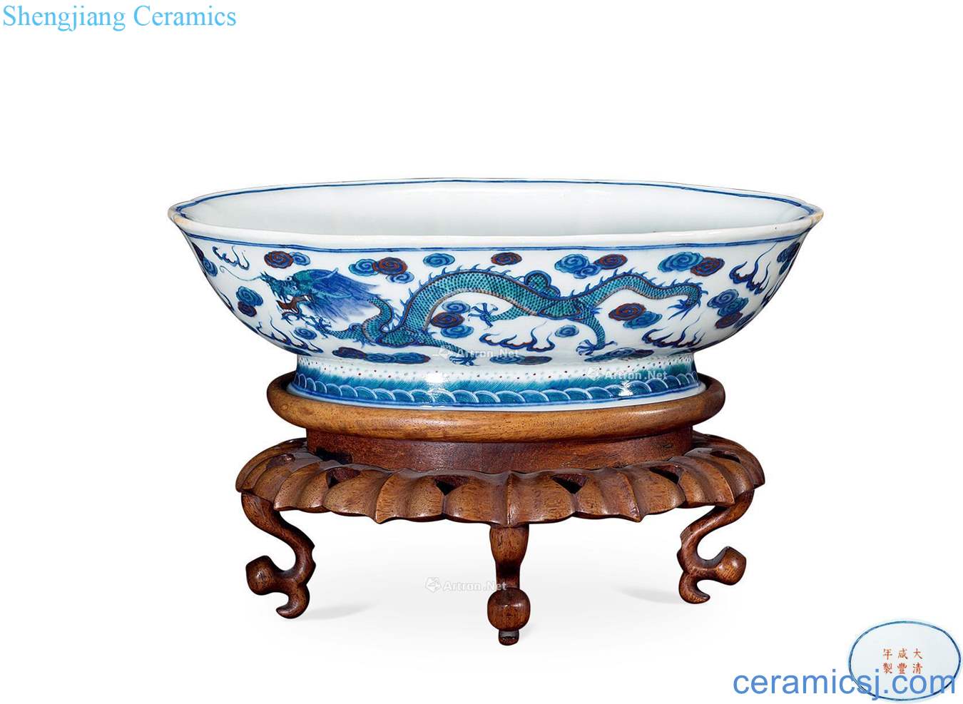 Qing xianfeng Bucket color YunLongWen haitang bowl