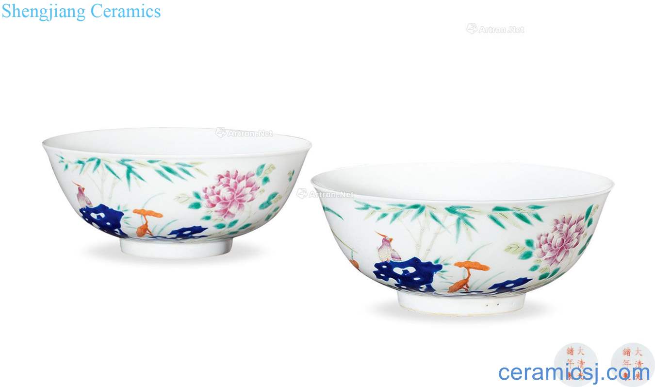 Qing guangxu powder enamel green-splashed bowls (a)