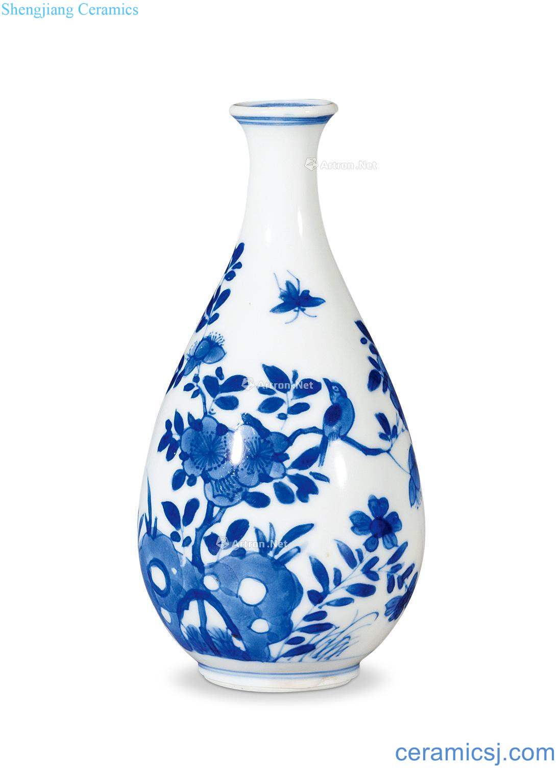 The qing emperor kangxi Blue and white figure okho spring flowers and birds