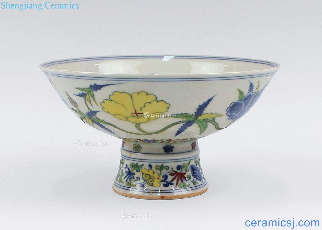 Ming chenghua, Bucket color flower tattoos footed bowl