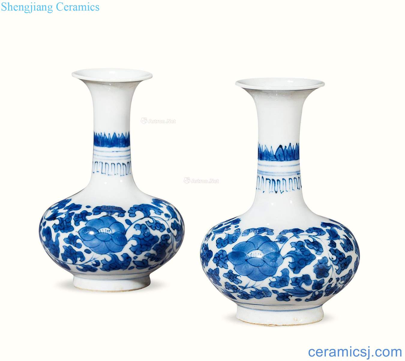 The qing emperor kangxi Blue and white tie up branches small flower pattern design (a)