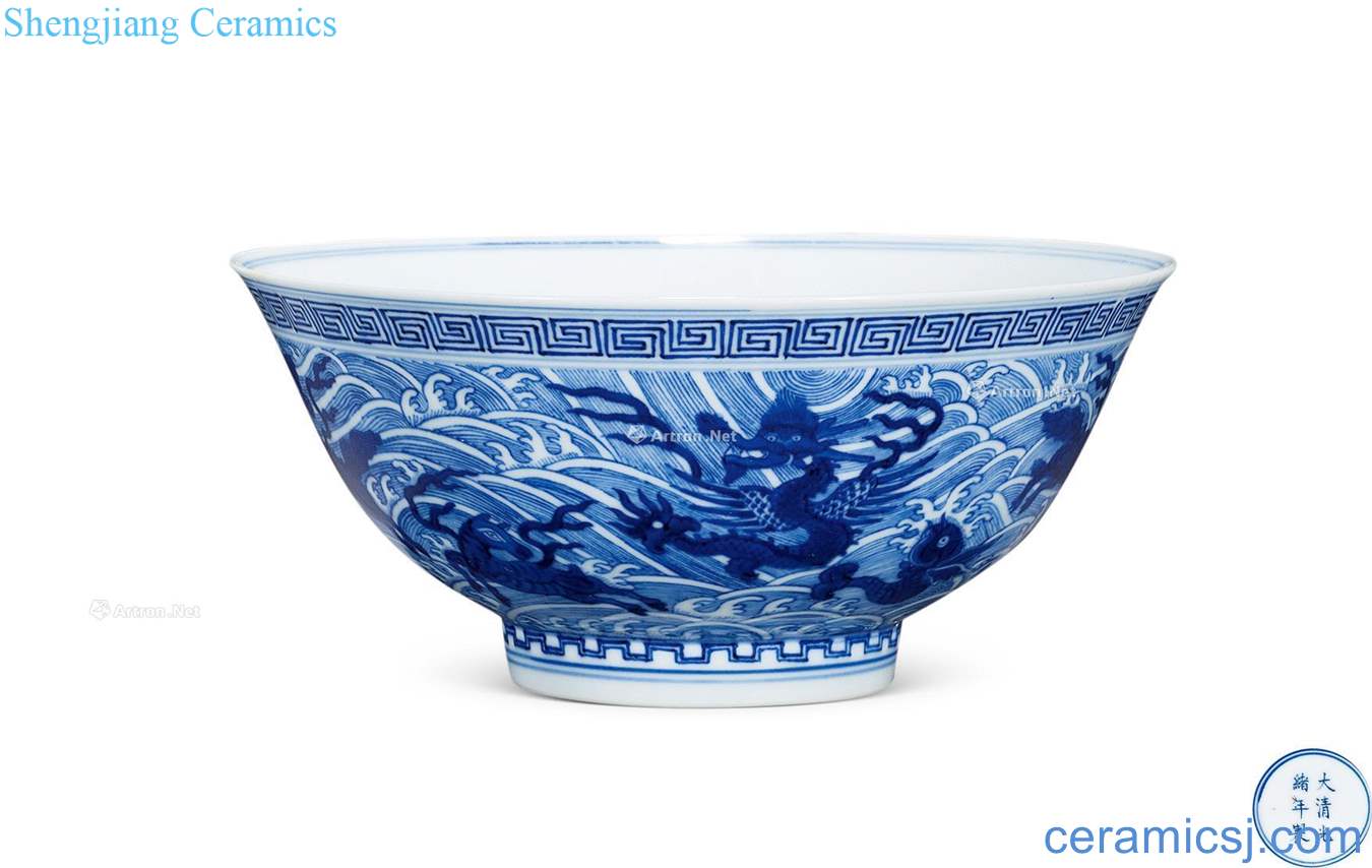 Qing guangxu Blue sea green-splashed bowls